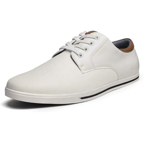 Bruno Marc Men White Sneakers Canvas Synthetic Lace Up Comfortable Casual Shoes - Picture 1 of 7